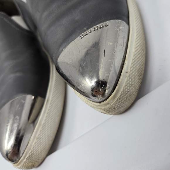 Miu Miu Metal Capped Toe Leather Sneakers Size 37 - Picture 7 of 14